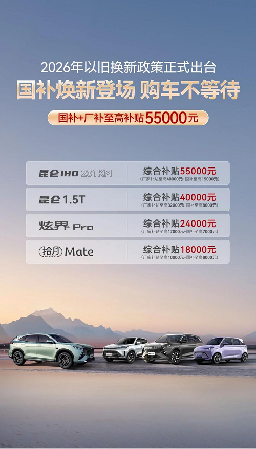 凯翼2026以旧换新重磅政策，至高享5.5万补贴！